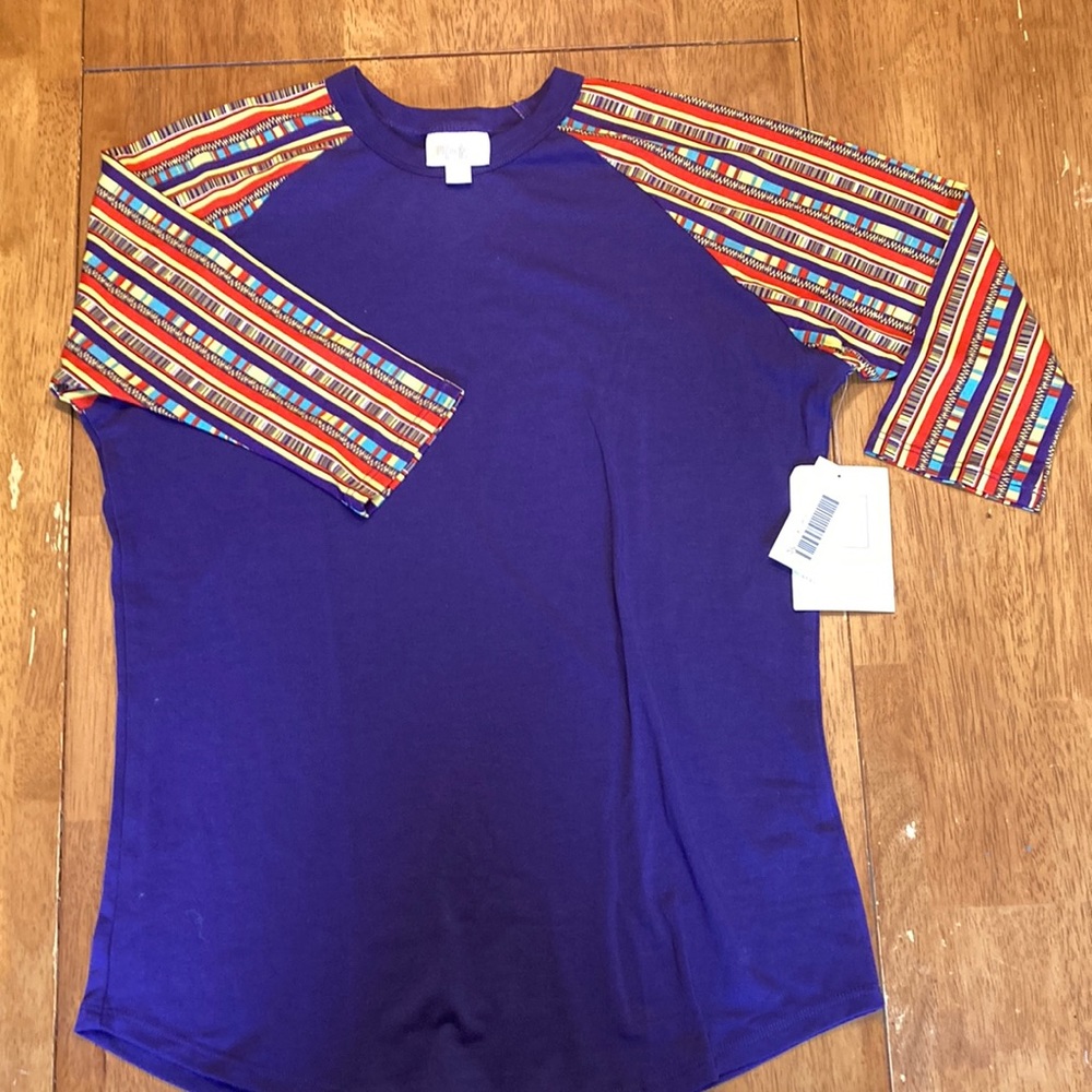 Lularoe Sloan size 14 purple with patterned sleeves brand new with tags